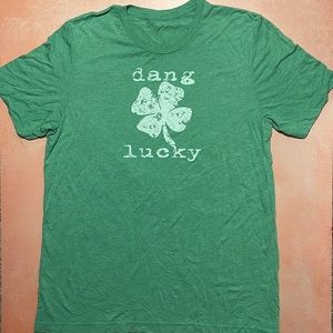 Dang Lucky Heather Green 4 Leaf Clover Graphic Tee Unisex L T-Shirt Dang Chicks